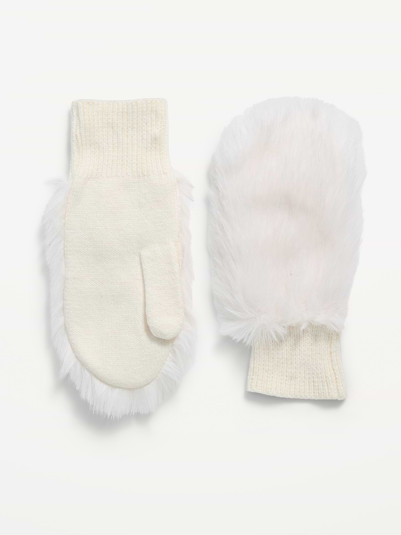 Faux-Fur Mittens for Women