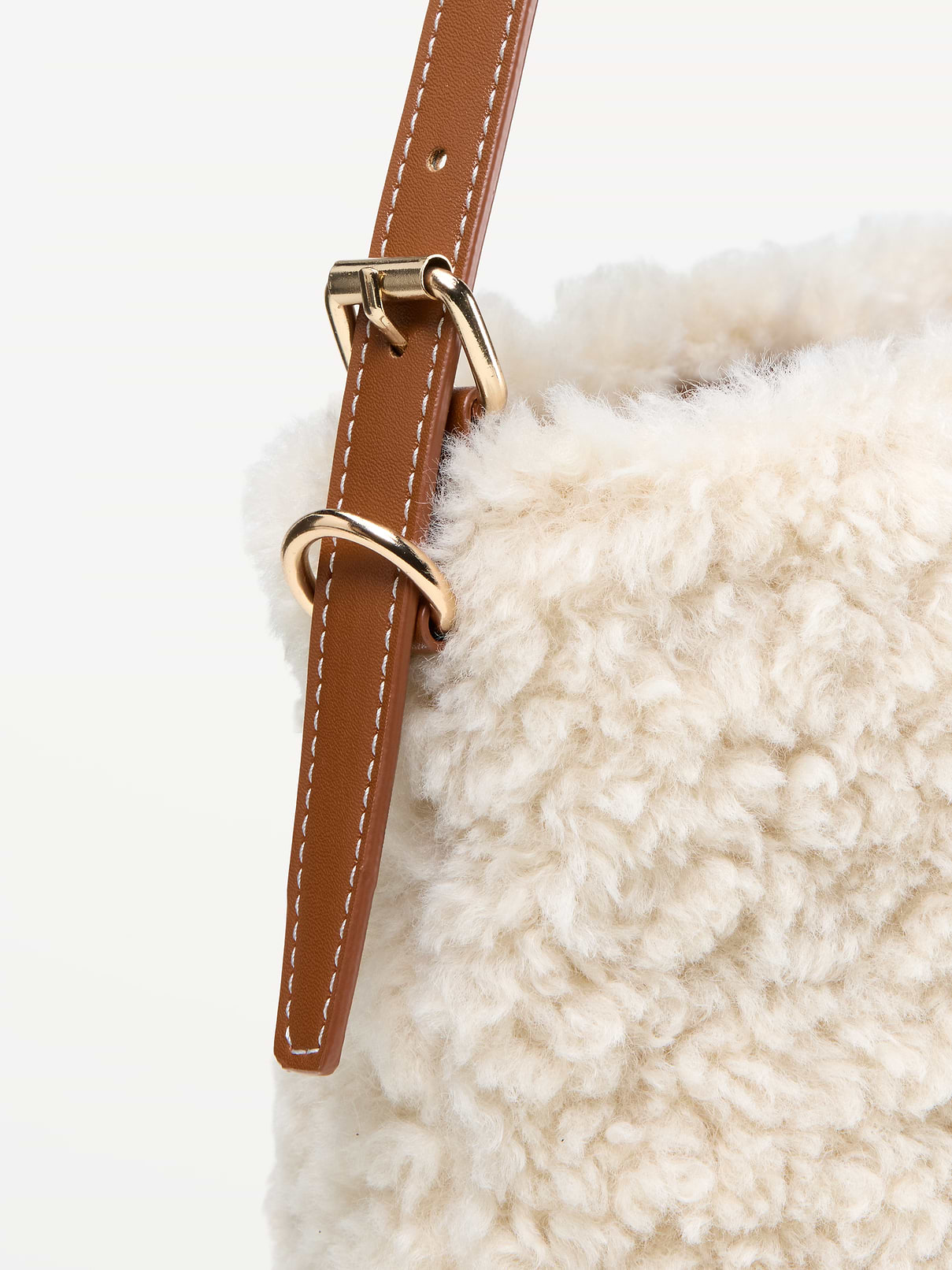 Image 4 of 4, Small Preppy Shearling Bucket Bag