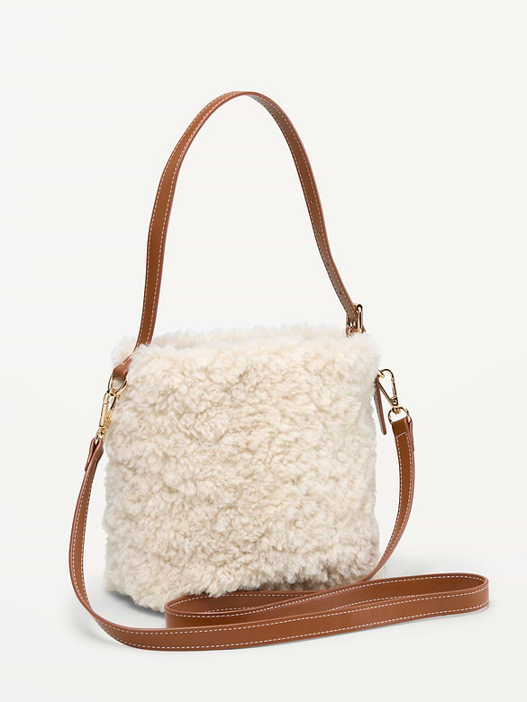 Small Preppy Shearling Bucket Bag