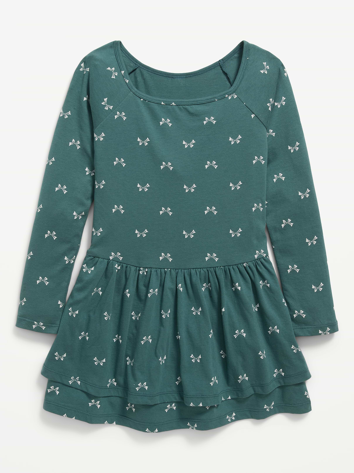 Image 1 of 2, square neckline, long sleeves, drop waist, ruffled tiered skirt, Product #909462