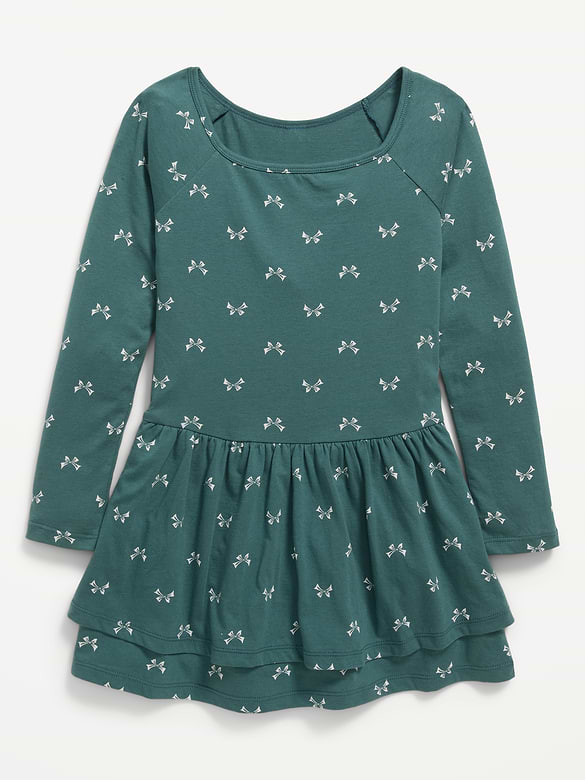 Fitted Long-Sleeve Ruffled Dress for Girls