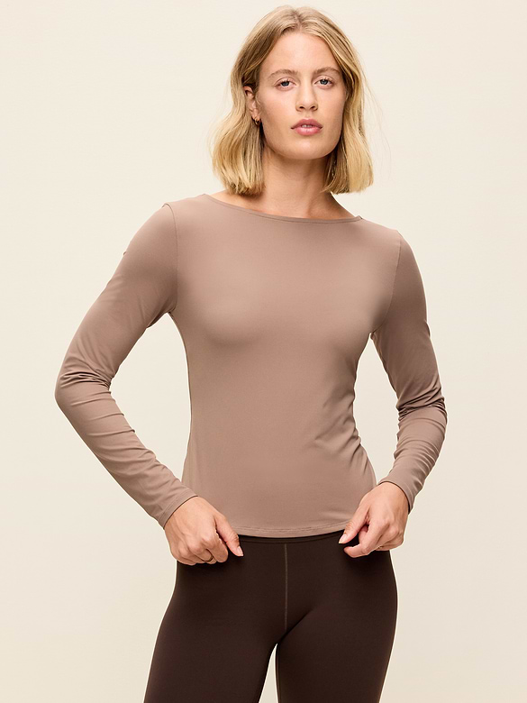 StudioSmooth Long-Sleeve Scoop-Back Top