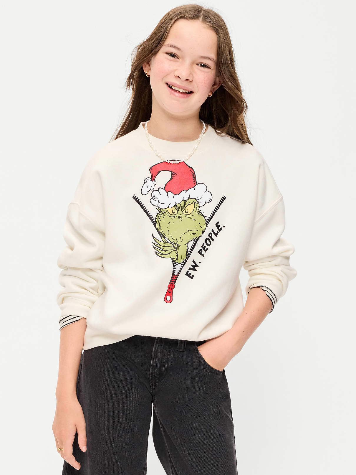 Image 1 of 3, crew neck, long sleeves, drop shoulders, licensed graphic, ™ & © 2026 Dr. Seuss Enterprises, L.P., Product #1182455