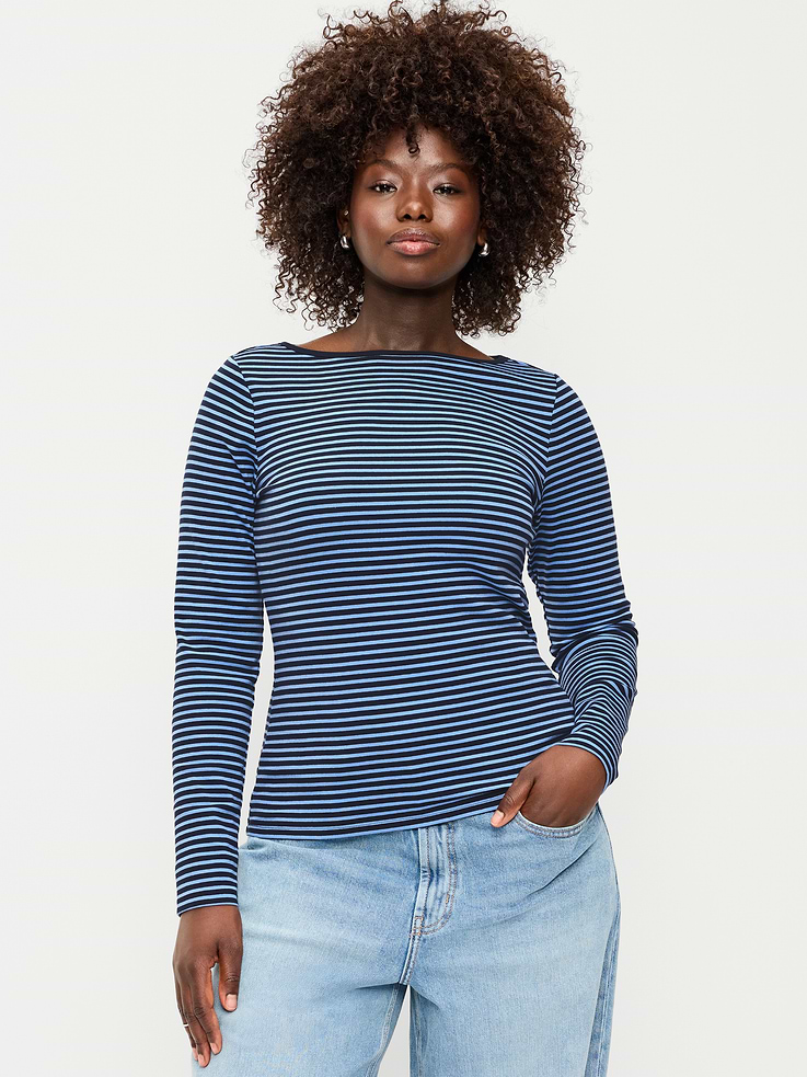 Image 3 of 6, Snug Long-Sleeve Boatneck T-Shirt