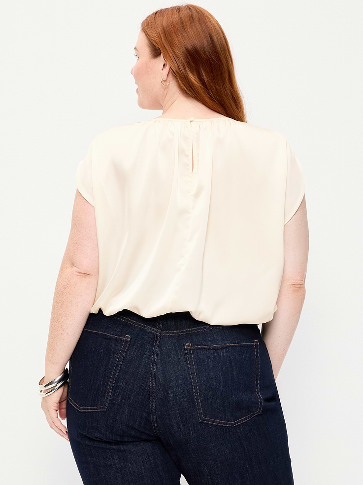 Image 8 of 9, Boatneck Drapey Bubble-Hem Top