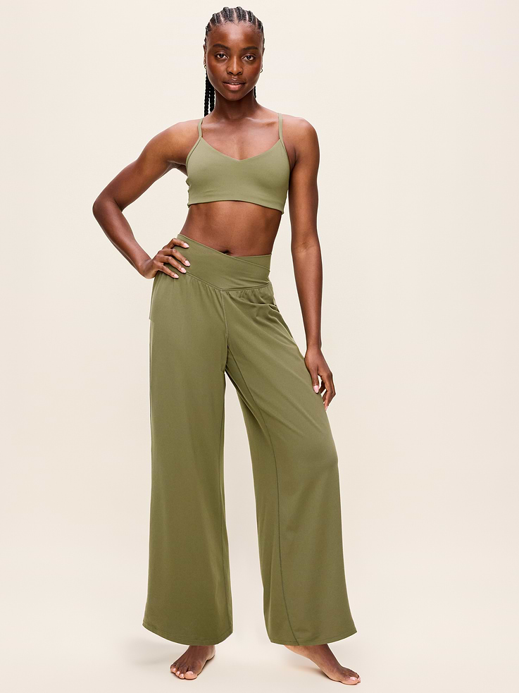 Image 2 of 4, Crossover-Waist StudioSmooth Wide-Leg Pants