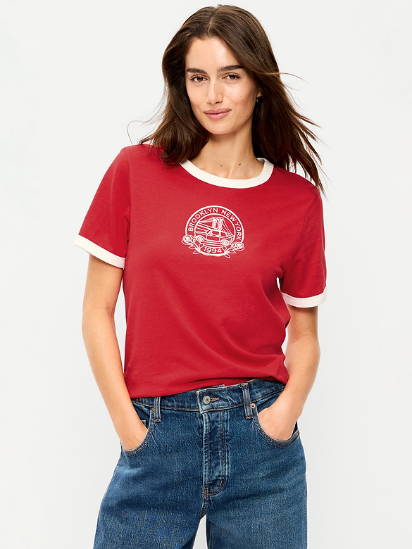 EveryWear Crew-Neck Graphic Ringer T-Shirt