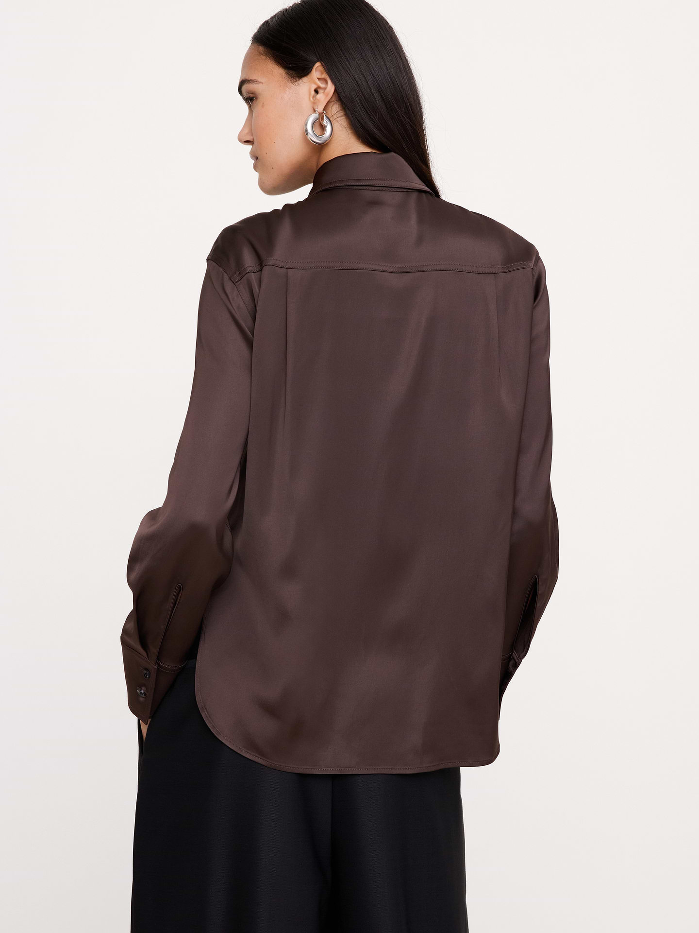 Image 2 of 8, Stretch-Satin Utility Shirt