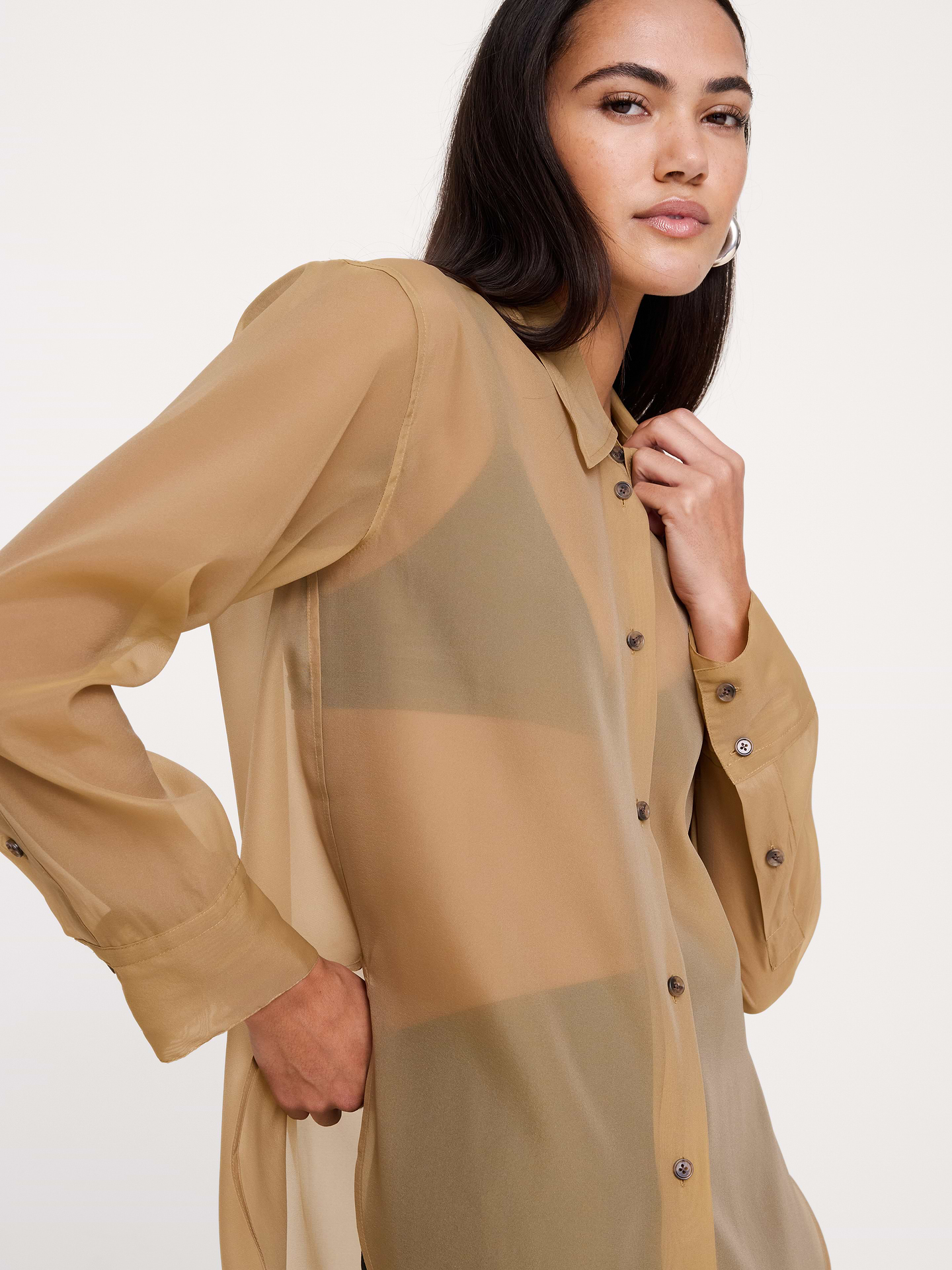 Image 4 of 8, Organza Tunic Shirt