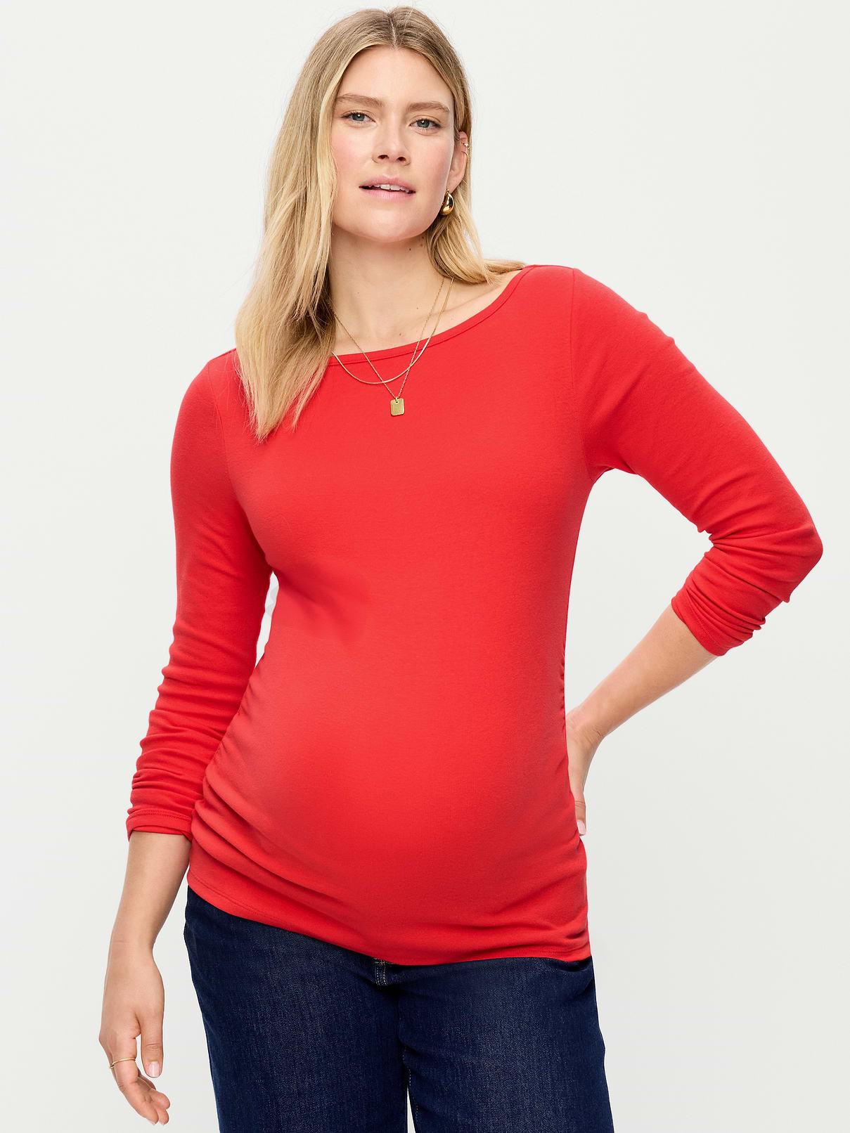 Maternity Snug Long-Sleeve Boatneck T-Shirt