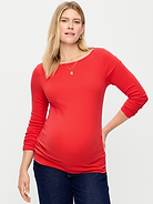 Image 1 of 2, A skimming fit that hugs your bod just right., boatneck, long sleeves, shirred sides for a flexible fit, Product #1187945