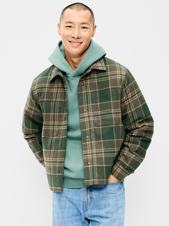 Cropped Insulated Flannel Shacket