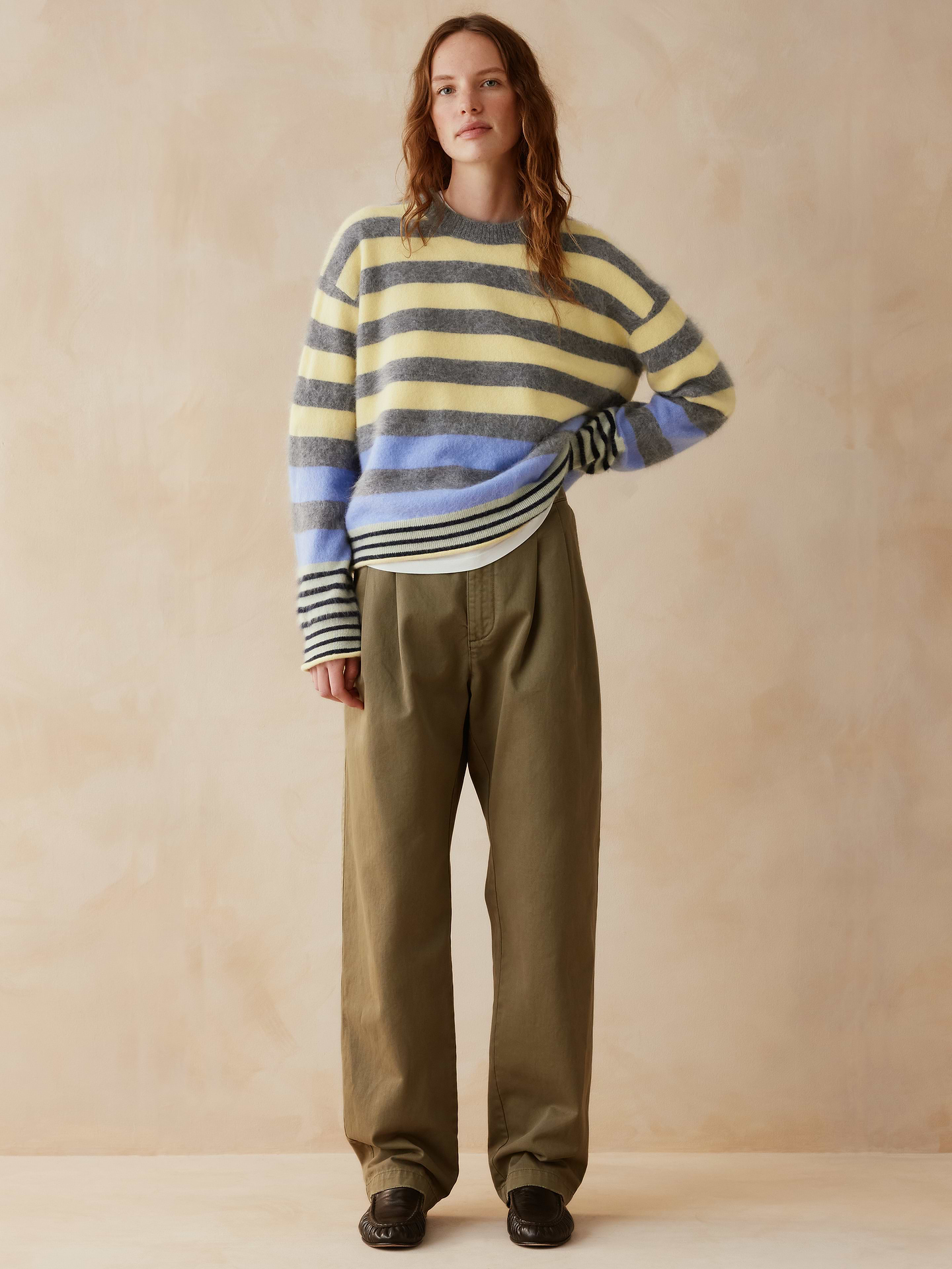 Image 1 of 8, This vintage-inspired cashmere sweater gets a brushed finish that only adds to the oversized, cozy appeal., Introducing our exclusive collaboration with ZANKOV. Future heirlooms that bring together our heritage details and the knitwear designer's vibrant textures., Relaxed Fit: A straight and roomy fit, styled oversized to work on any body., Crew neck., Straight hem., Product #1187826