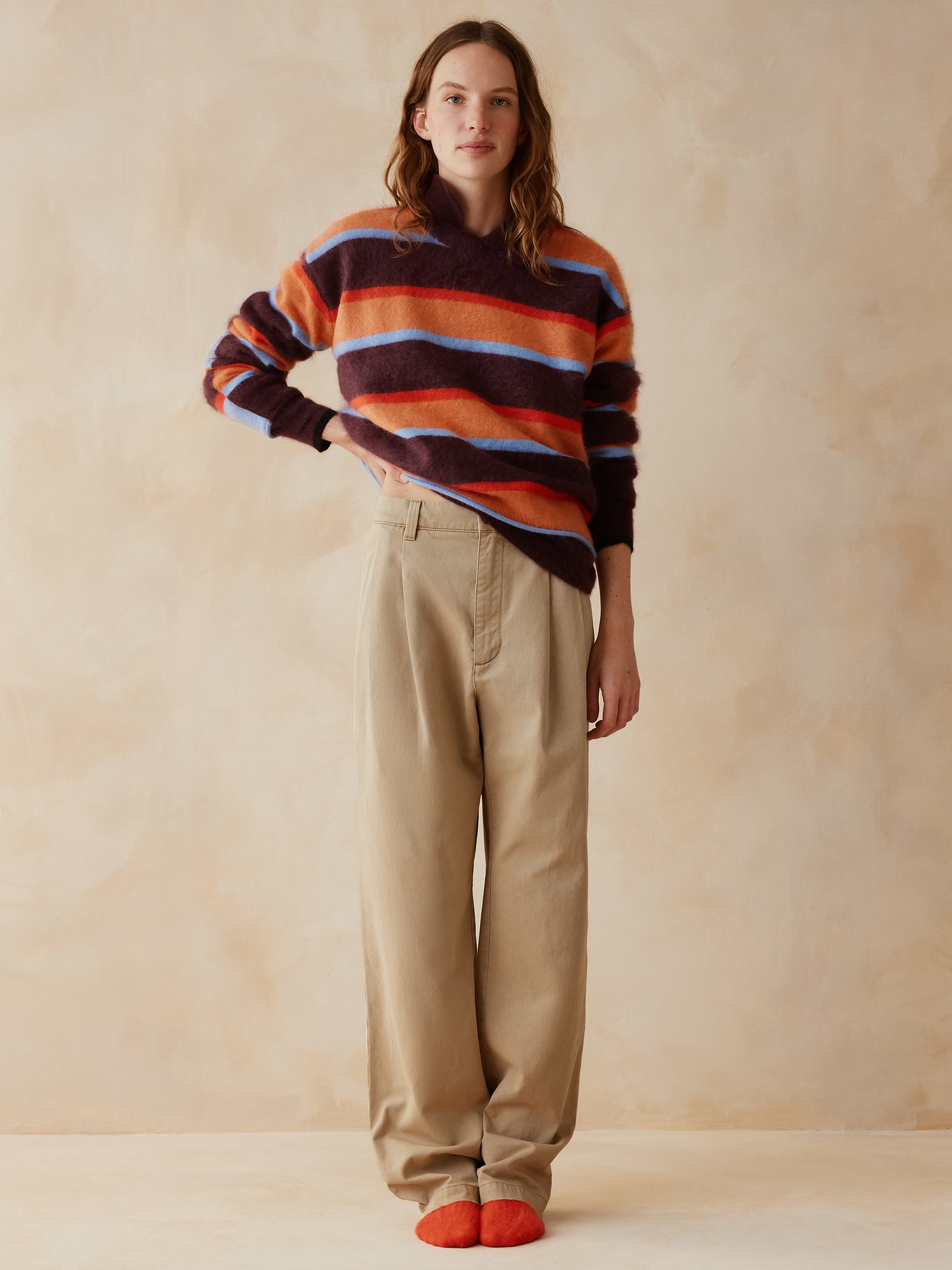 Image 1 of 8, This vintage-inspired cashmere sweater gets a brushed finish that only adds to the oversized, cozy appeal., Introducing our exclusive collaboration with ZANKOV. Future heirlooms that bring together our heritage details and the knitwear designer's vibrant textures., Relaxed Fit: A straight and roomy fit, styled oversized to work on any body., Crew neck., Straight hem., Product #1187826