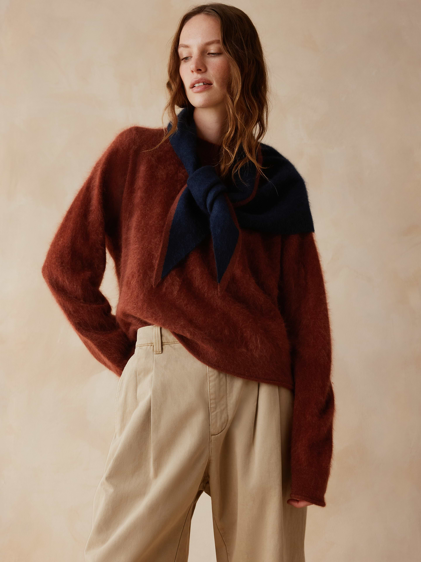 Image 1 of 8, This vintage-inspired cashmere sweater gets a brushed finish that only adds to the oversized, cozy appeal., Introducing our exclusive collaboration with ZANKOV. Future heirlooms that bring together our heritage details and the knitwear designer's vibrant textures., Relaxed Fit: A straight and roomy fit, styled oversized to work on any body., Crew neck., Straight hem., Product #1187826