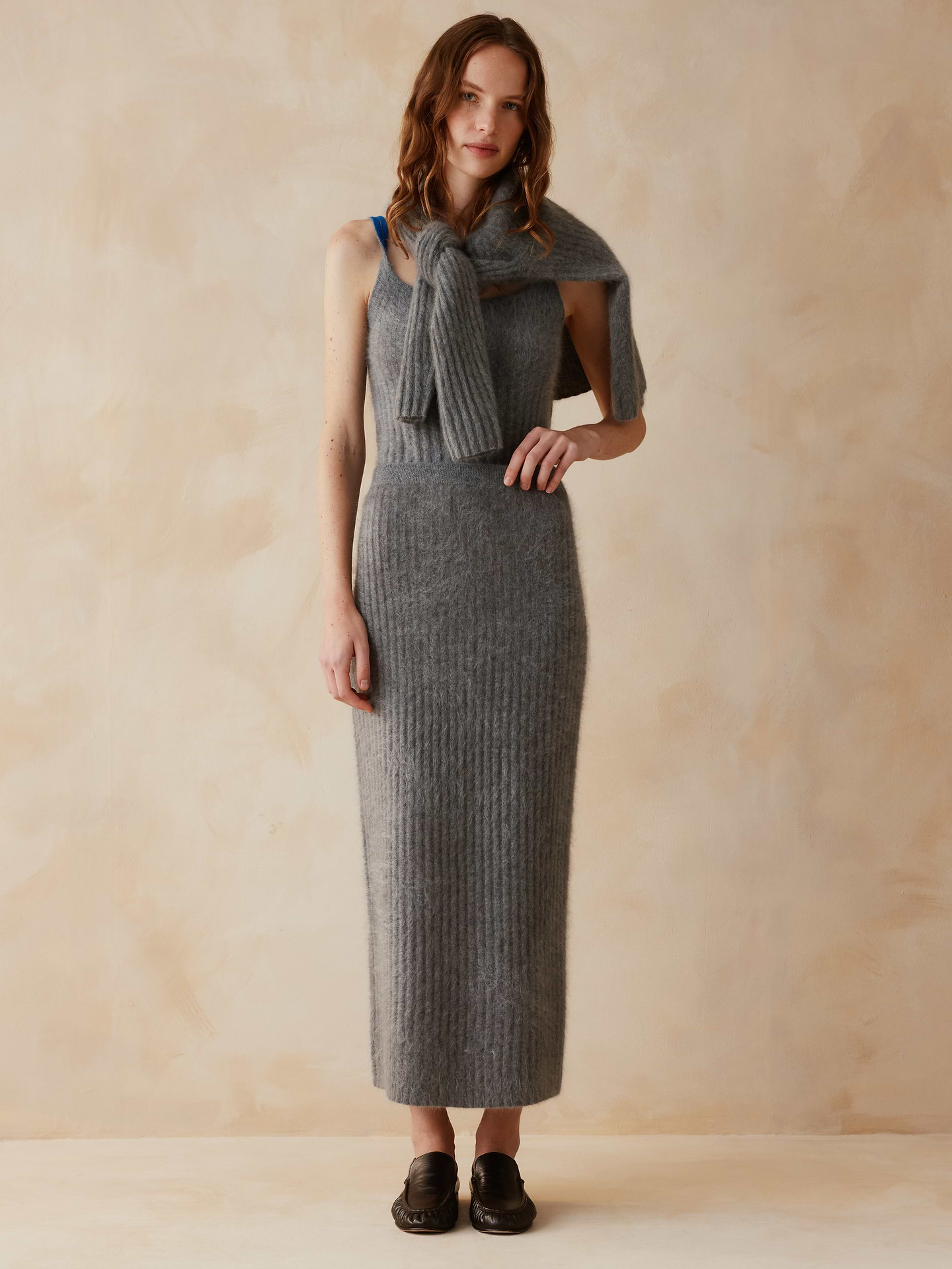 Image 1 of 6, We crafted this fitted, ribbed sweater skirt from 100% cashmere with a brushed finish that only adds to its cozy appeal. Plus, it plays nicely with the matching cardigan and tank., Introducing our exclusive collaboration with ZANKOV. Future heirlooms that bring together our heritage details and the knitwear designer's vibrant textures., Stretches to fit., Elastic waist (pull-on design)., Unlined., Product #1187958