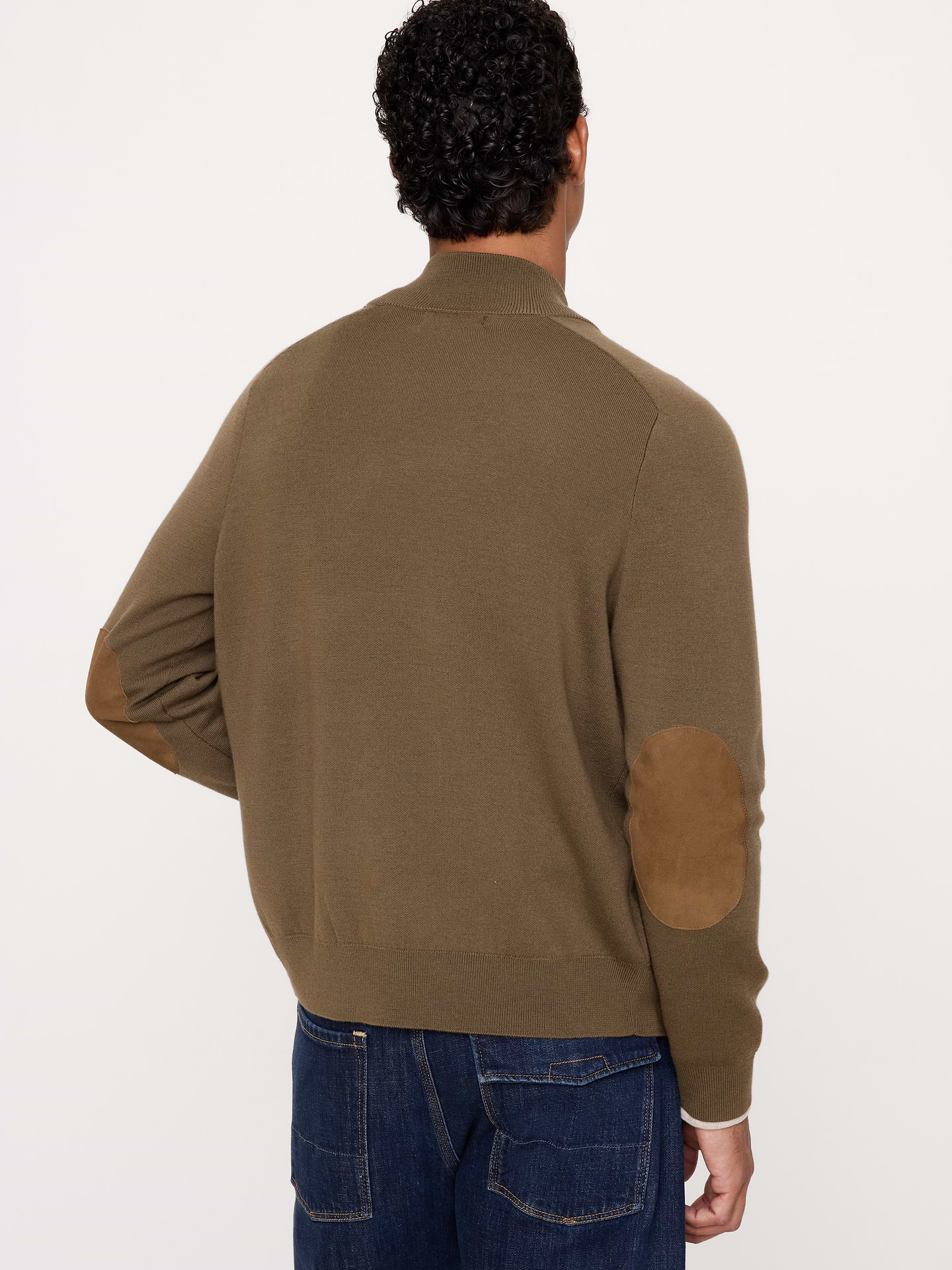 Image 2 de 4, Veste chandail en laine mérinos double face avec renforts en suède aux coudes