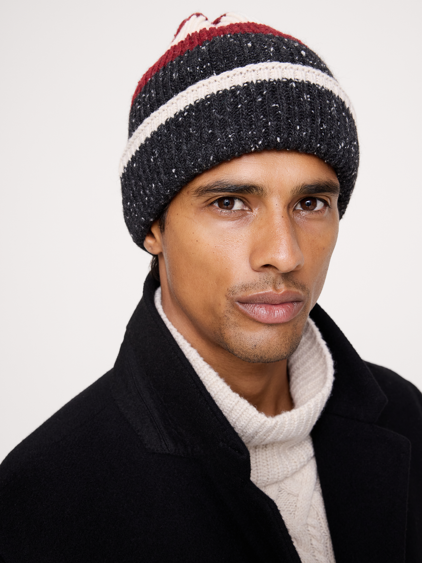 Image 2 of 2, Italian Striped Wool-Blend Beanie