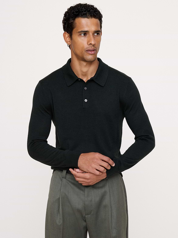 Merino Long-Sleeve Sweater Polo