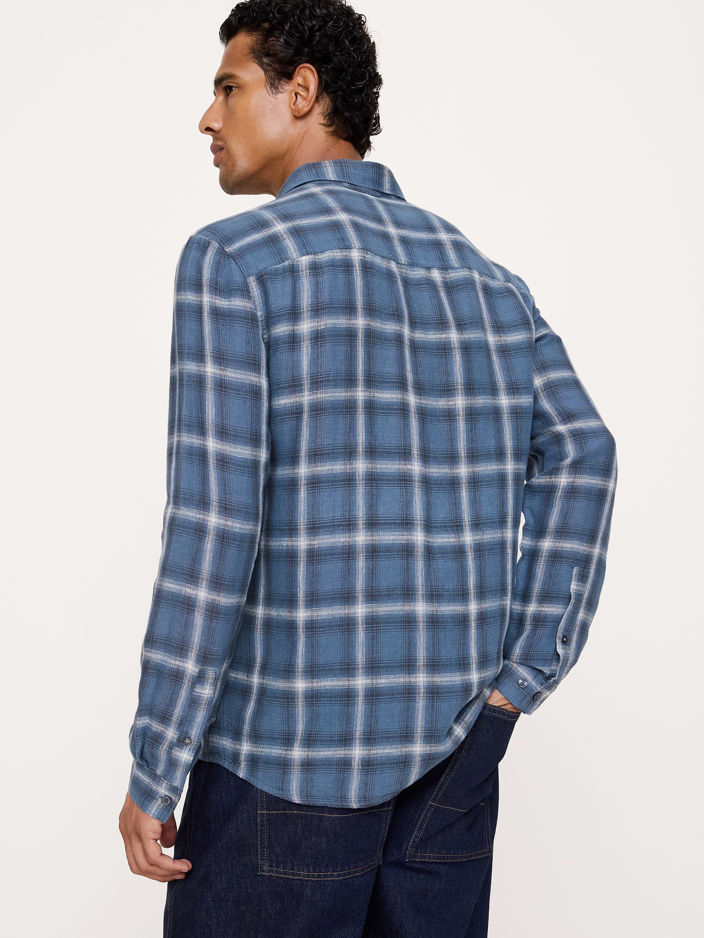 Image 3 of 7, Standard-Fit Plaid Linen-Cotton Shirt