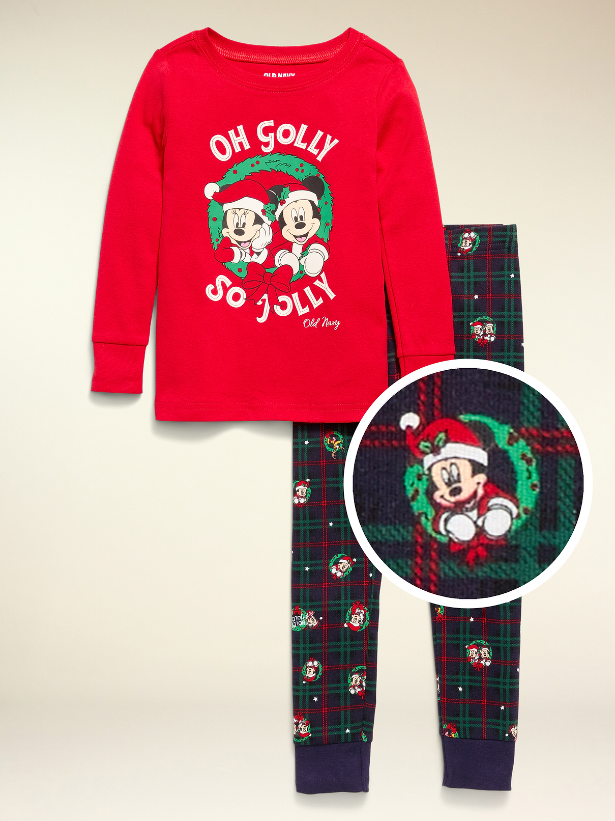 Image 1 of 3, rib-knit crew neck, long sleeves, matching pajama pants, elasticized waistband, rib-knit cuffs, licensed graphic, ©Disney, Product #910452