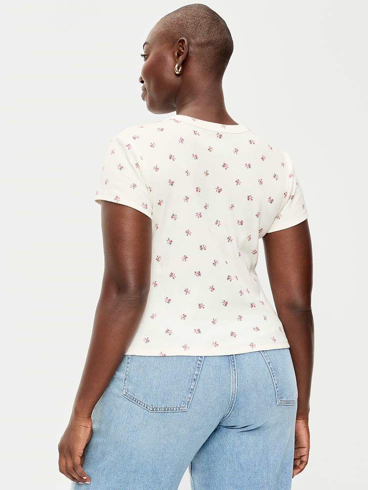 Image 6 de 8, T-shirt côtelé court moulant.