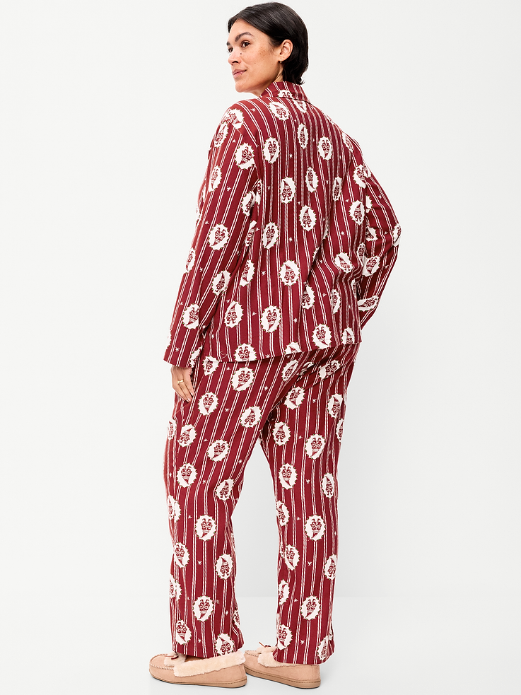 Image 6 of 7, Printed Flannel Pajama Pants Set for Women