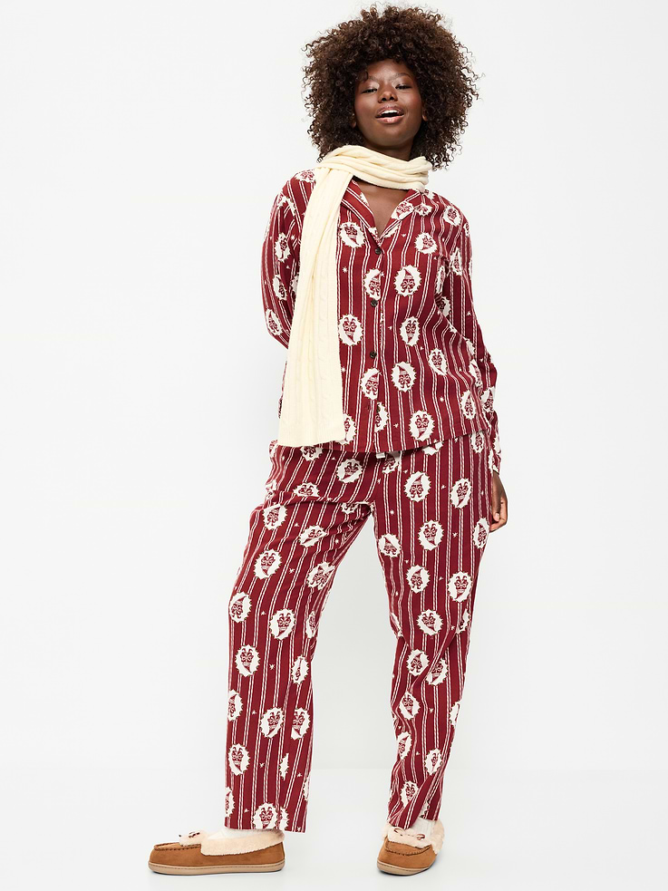 Image 5 of 7, Printed Flannel Pajama Pants Set for Women
