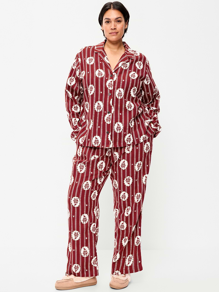 Image 7 of 7, Printed Flannel Pajama Pants Set for Women