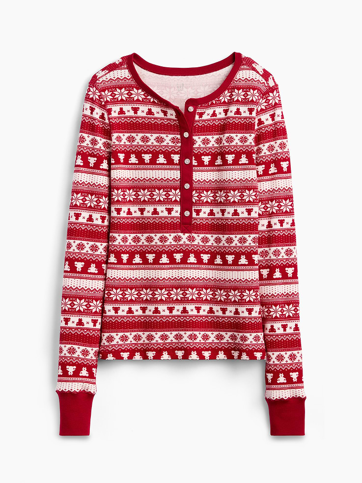 Image 4 de 4, Haut de pyjama henley en tricot gaufré