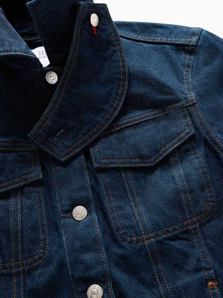 Image 6 of 10, Gap × Victoria Beckham Latch-Collar Denim Jacket, Cardmember Early Access