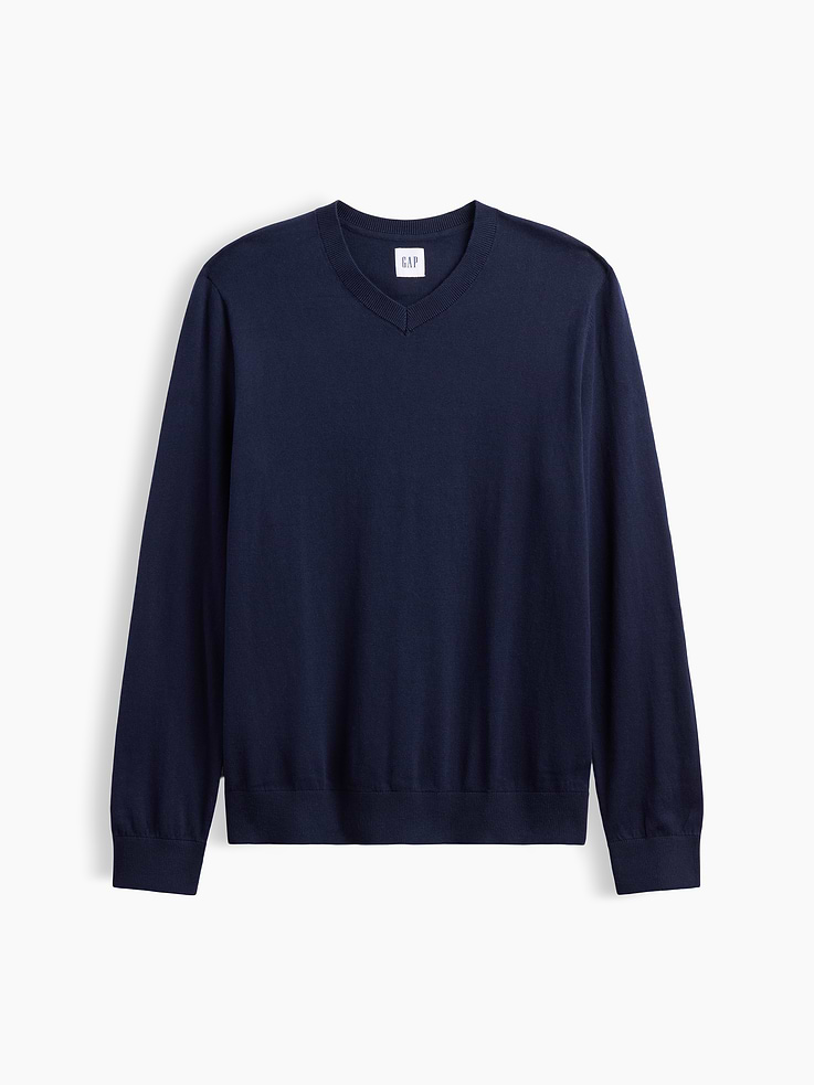 Image 1 of 3, Soft cotton knit., Long sleeves with ribbed cuffs., V-neck., Ribbed hem., This product was made in a factory that invests in gender equity and women’s empowerment through RISE. Learn more at, Product #1178478