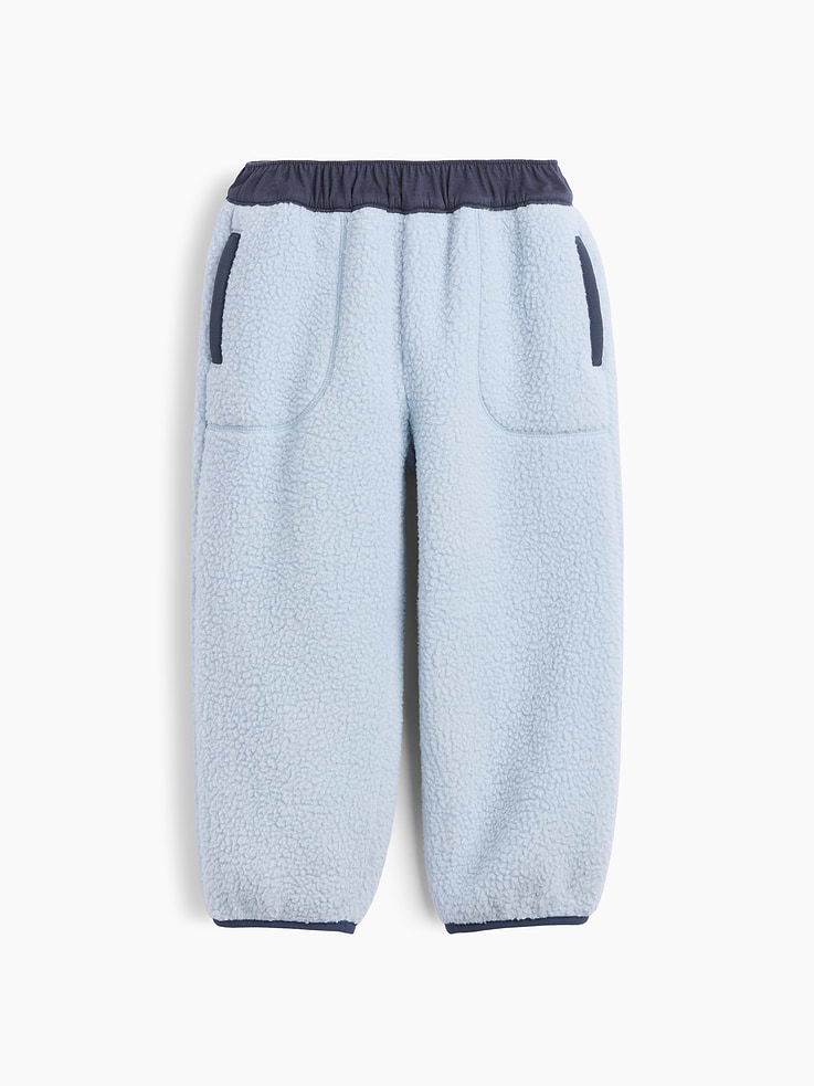 Image 1 of 4, Soft sherpa pull-on joggers., Elasticized jersey waist., Side on-seam pockets., Back patch pocket with Embroidered Brannan Bear., Elasticized cuffs., Made with 25% recycled polyester. Compared to virgin materials, using recycled materials helps reduce resource use and waste., Product #1184943