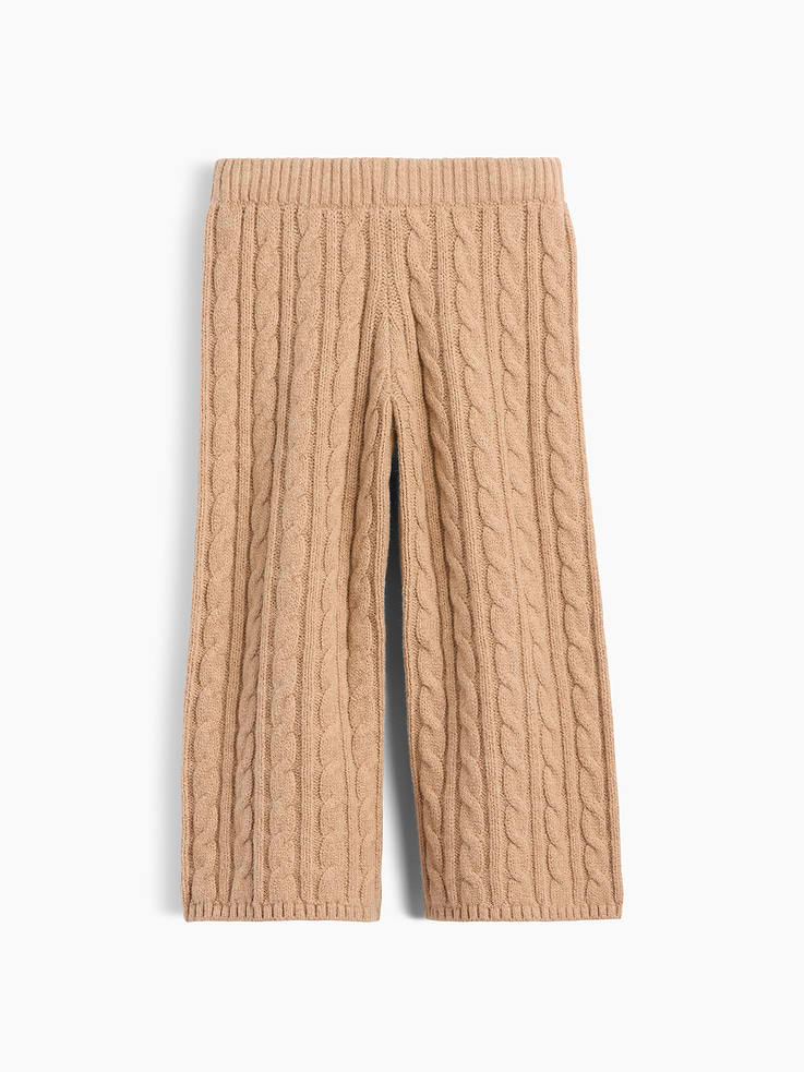 Image 1 of 4, Our bestselling fabric that feels cashmere-soft. Crafted in a midweight plush yarn. Refined with a special brushed technique. It's everyday luxury., Supersoft cable-knit sweater pants. In an easy fit and wide leg., Elasticized waist., Ribbed hem., This product was made in a factory that invests in gender equity and women’s empowerment through RISE. Learn more at gapinc.com/equity ., Product #1184979