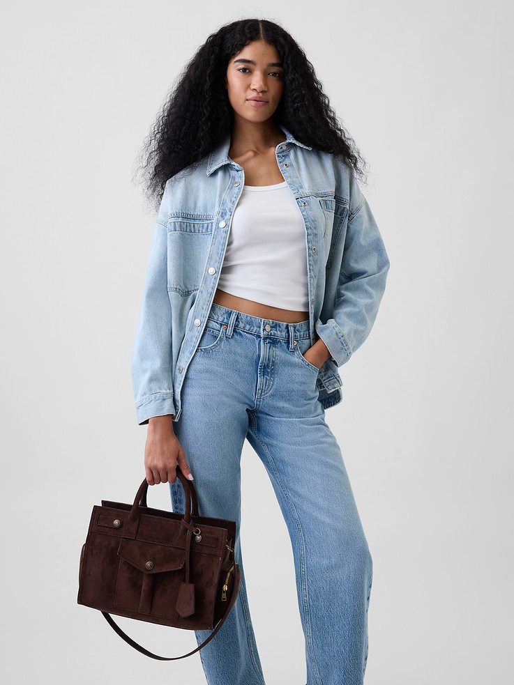Image 2 of 7, Vegan Suede Five Pocket Satchel
