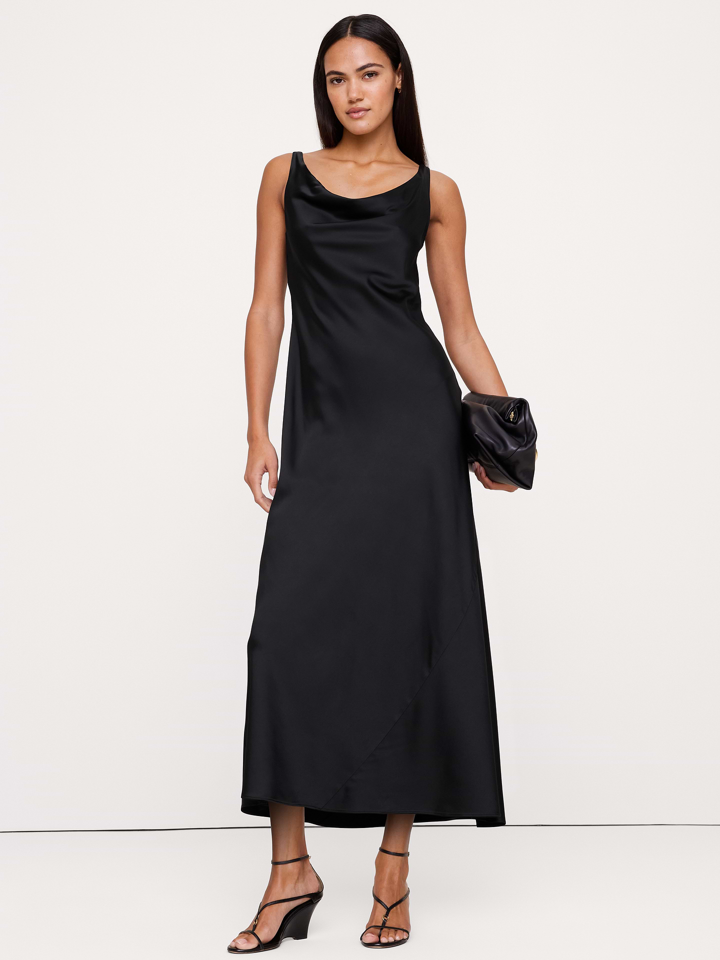 Image 1 of 6, We cut this sleeveless dress from a stretch-satin fabric so it looks (and feels) fabulous. We added a draped cowl neck that flatters like it was made for you. Because it was., Fit & Flare: Relaxed through chest and shoulders, fitted waist with a flare skirt., Cowl neck. Bra-friendly design., Unlined., Product #1199181