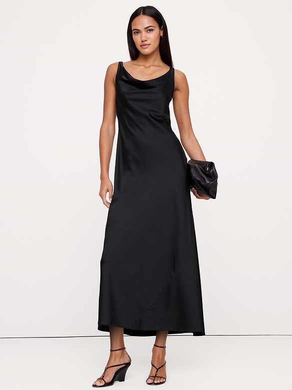 Stretch-Satin Cowl-Neck Maxi Dress