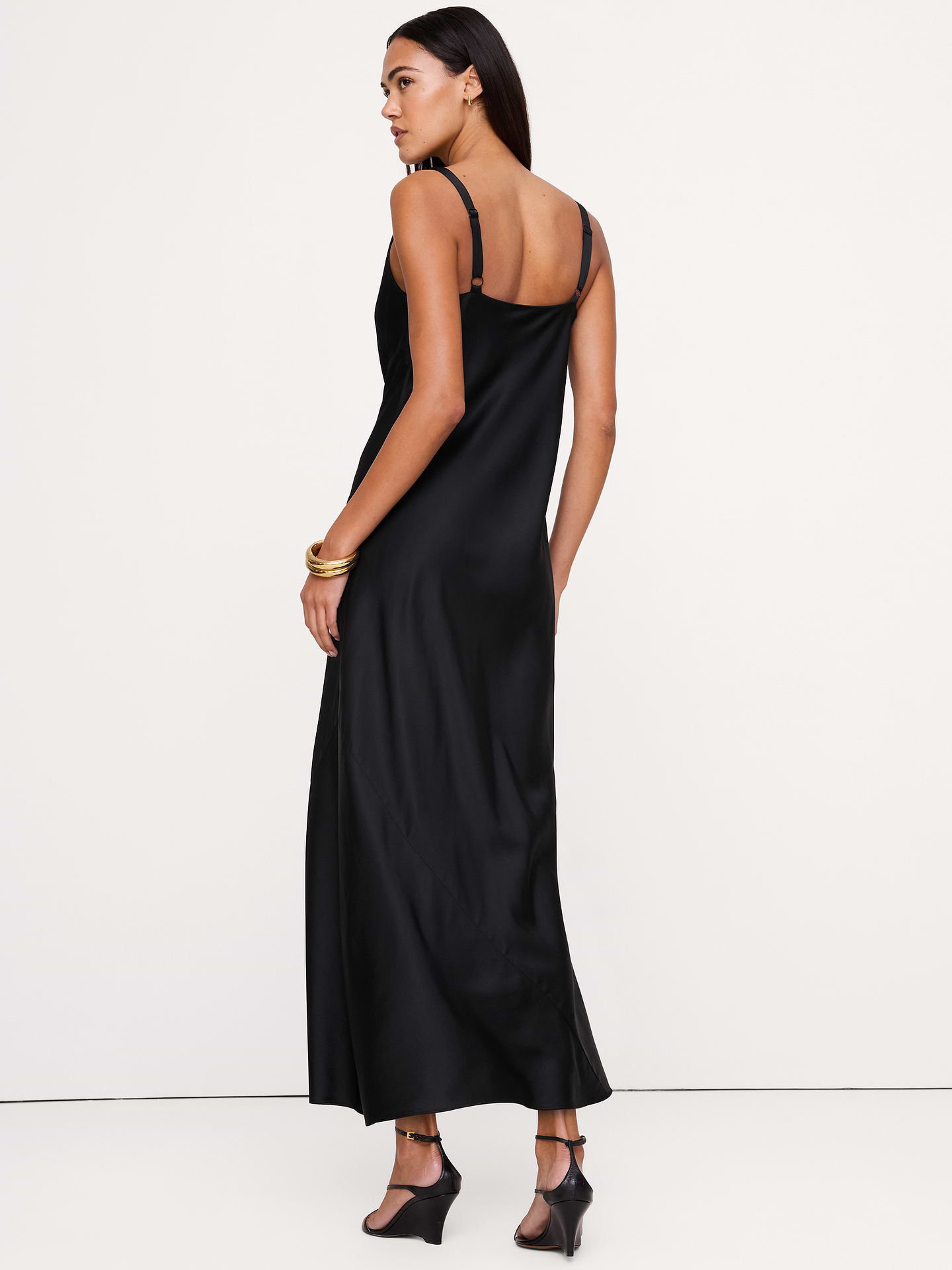 Image 4 of 5, Stretch-Satin Cowl-Neck Maxi Dress