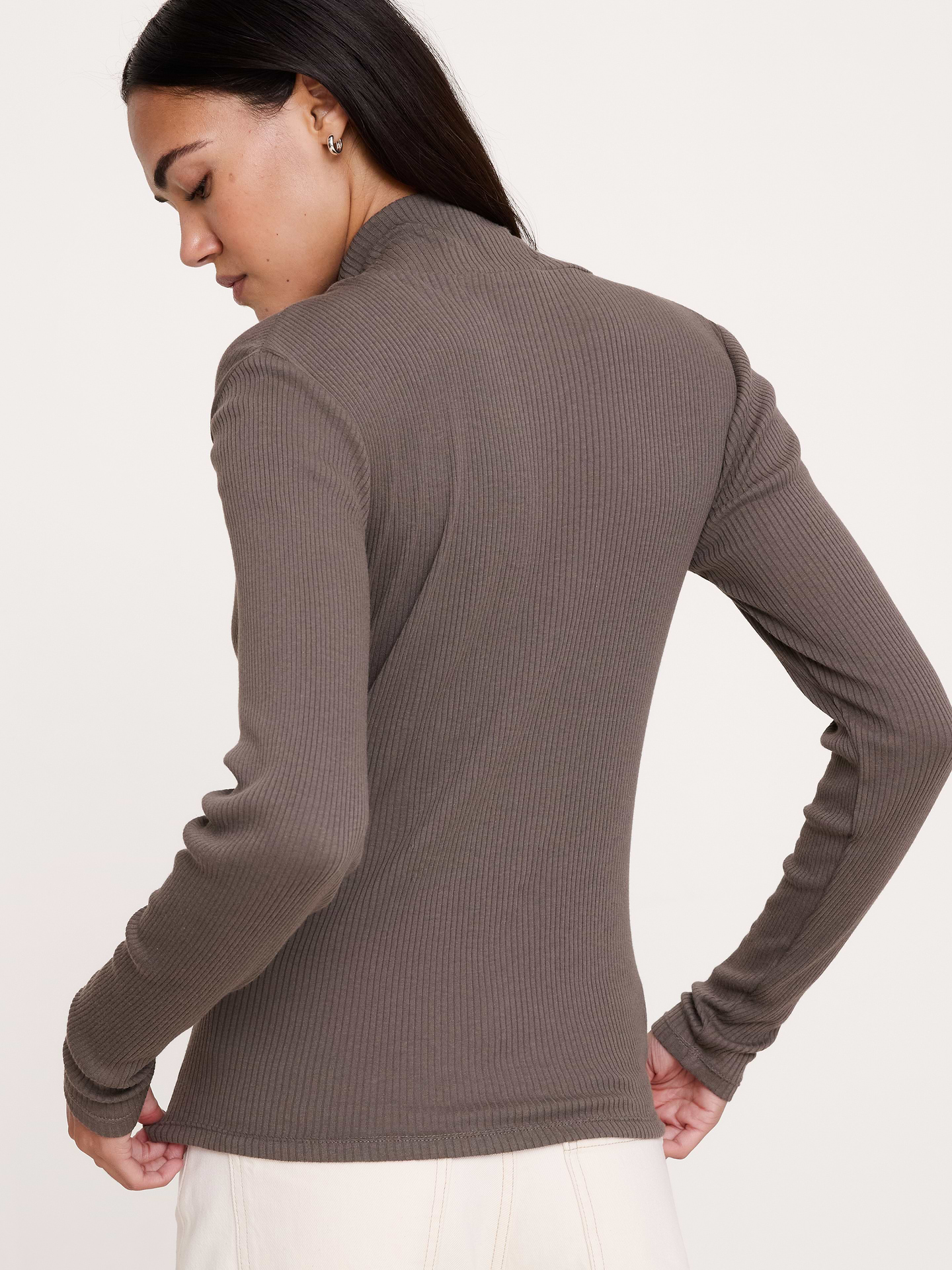 Image 2 of 3, Cotton-Modal Ribbed Turtleneck