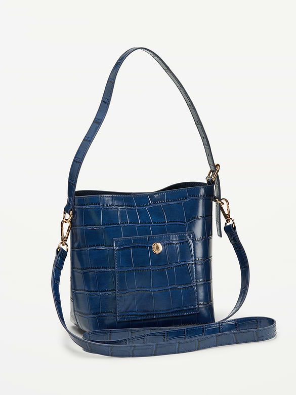 Small Preppy Embossed Bucket Bag