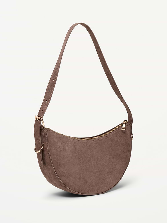 Faux-Suede Mini Crescent Bag