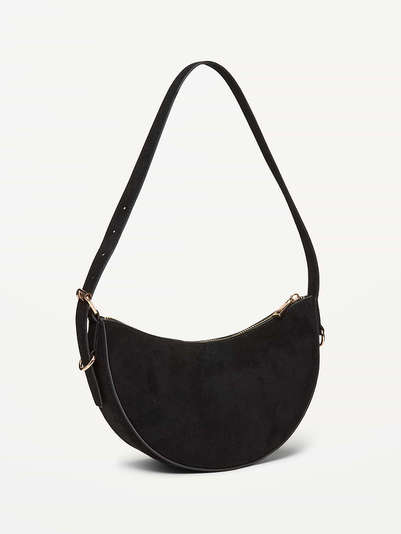 Faux-Suede Mini Crescent Bag