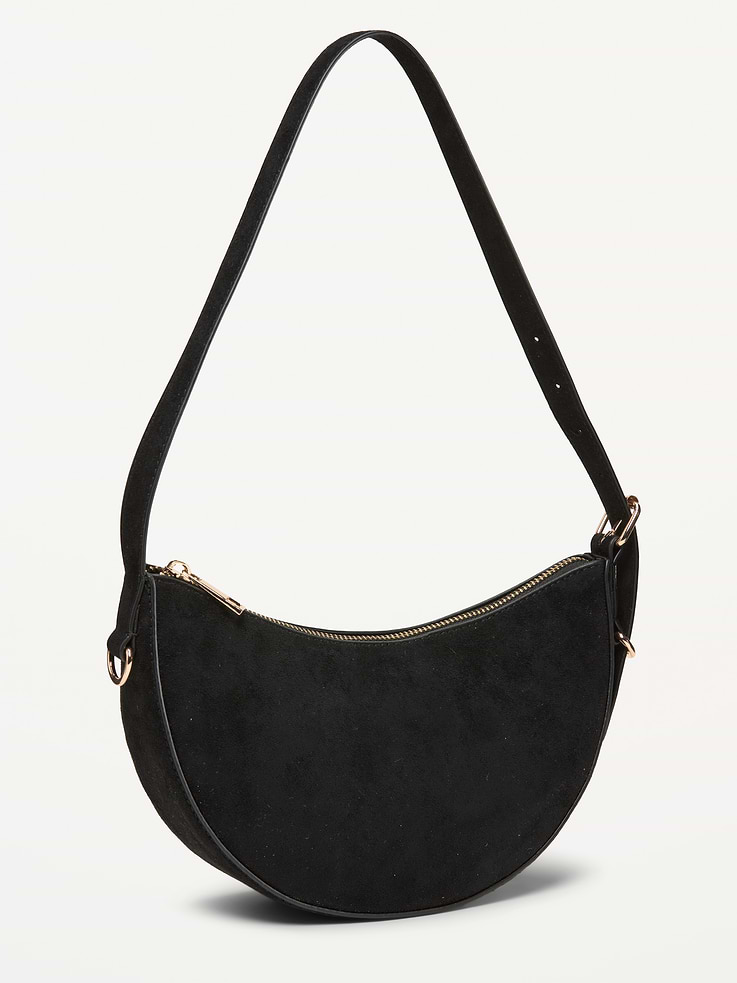 Image 2 of 4, Faux-Suede Mini Crescent Bag