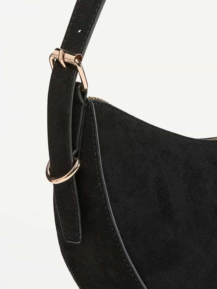 Image 4 of 4, Faux-Suede Mini Crescent Bag