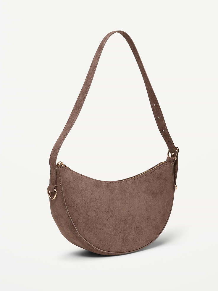 Image 2 of 4, Faux-Suede Mini Crescent Bag