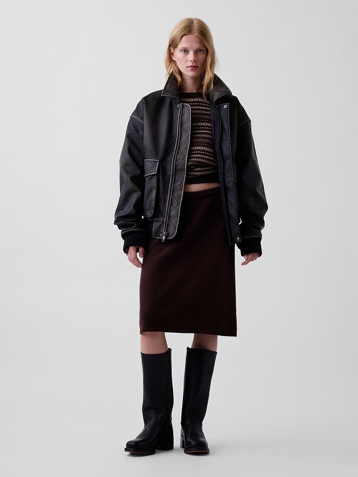 Image 6 of 7, CashSoft Knee-Length Sweater Skirt
