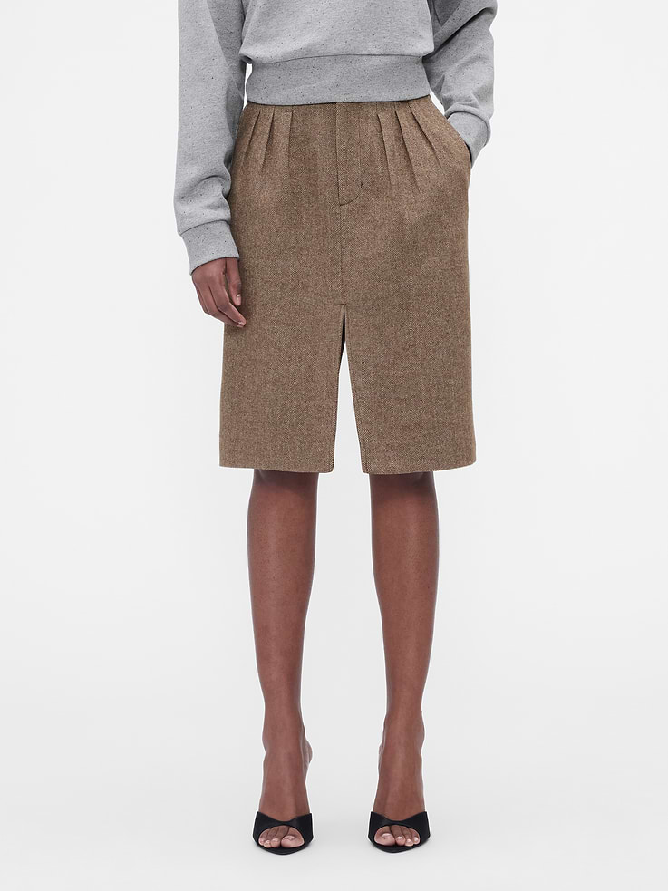 Image 2 of 7, Gap × Victoria Beckham Wool-Blend Herringbone Skirt