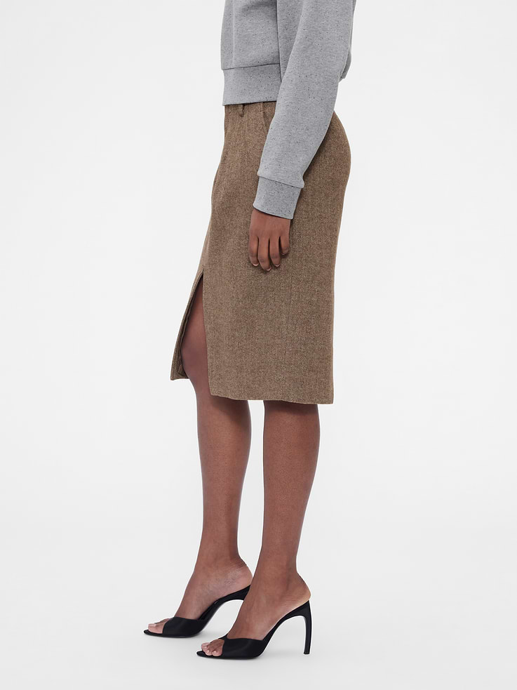Image 3 of 7, Gap × Victoria Beckham Wool-Blend Herringbone Skirt