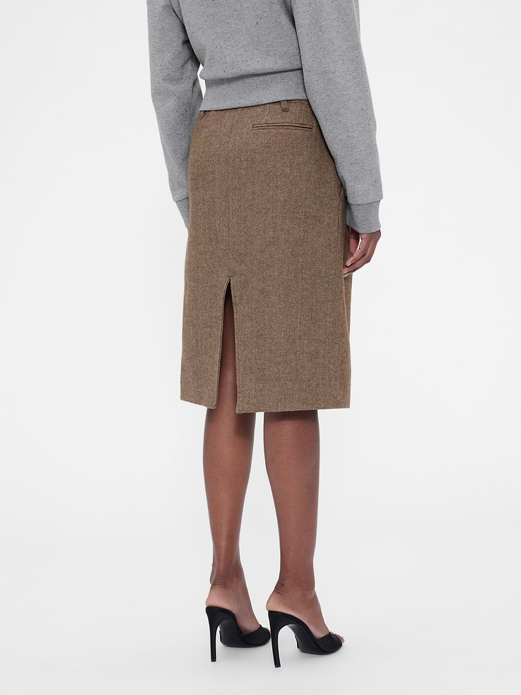 Image 4 of 7, Gap × Victoria Beckham Wool-Blend Herringbone Skirt