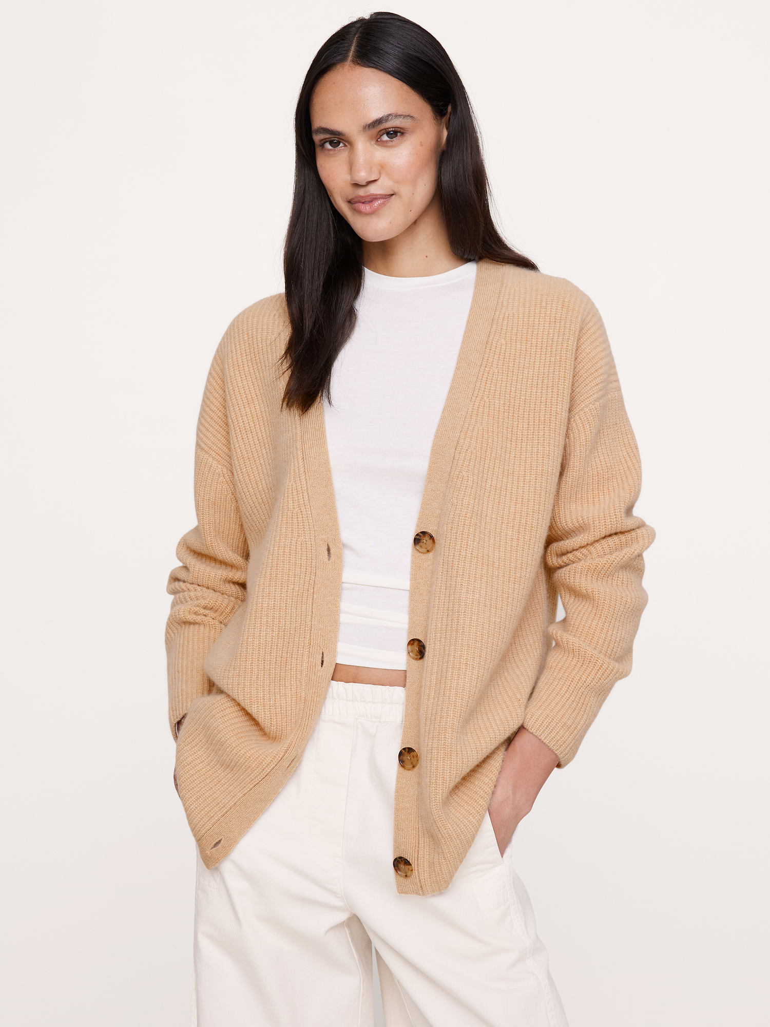 Banana Republic Ribbed Cashmere Cardigan Sweater INTERNATIONAL SHIPPING